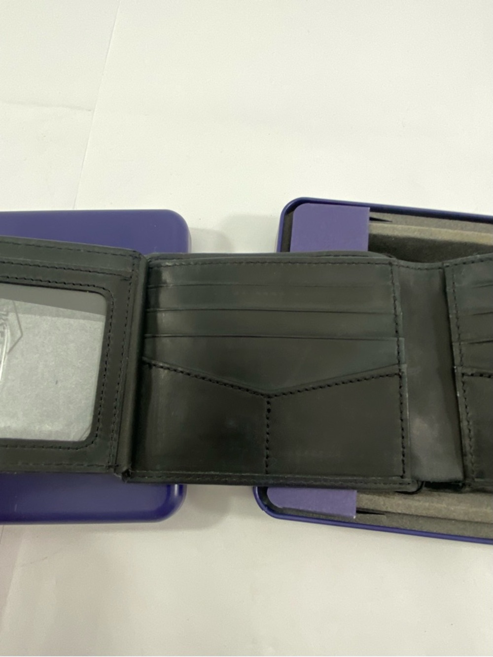 Fossil Classic Men's Black & Tan Genuine Leather Bifold With Flip ID Wallet NWT - Picture 8 of 13